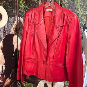 I.E. RED GENUINE LEATHER WOMAN JACKET XL -EXTRA LARGE